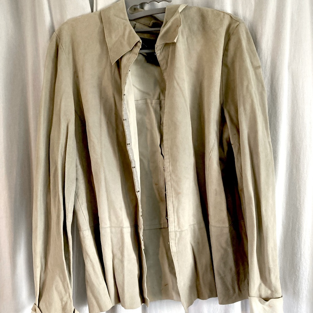 Banana Republic Suede Shacket, Women’s Large - Pale gray, unlined
